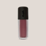 A single lip gloss tube from the brand m.ph, featuring a ribbed clear lower body showing a deep berry pink gloss and a matte black cap with the brand name printed vertically.