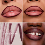 Woman's lips wearing different shades of lipliner with 'WHEN IN ROME' on color swatch.