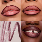 When In Rome lip liner overlining three skin tones, with a deep berry swatch.