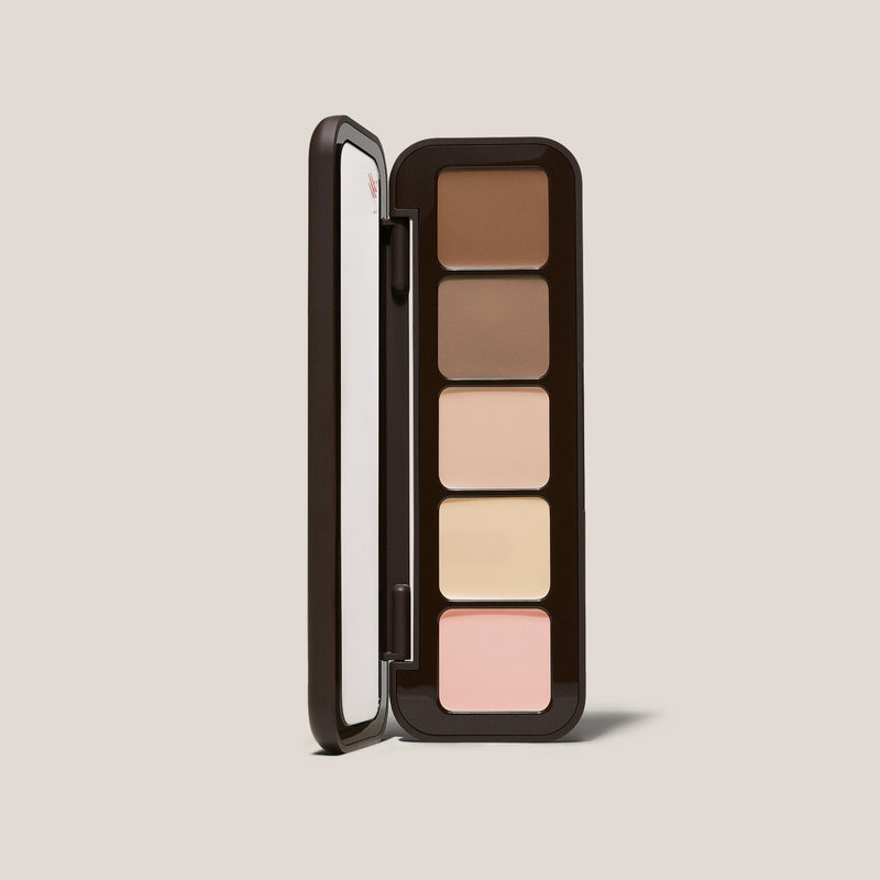 Open Underpainting face palette in Fair with five cream contour, highlight, and blush shades.