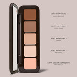 Underpainting palette in Light with five shades labeled warm bronze, cool taupe, warm, neutral, and pink peach.