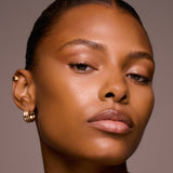 Sculpted contoured complexion with glowing skin finish achieved using the tan underpainting face palette.